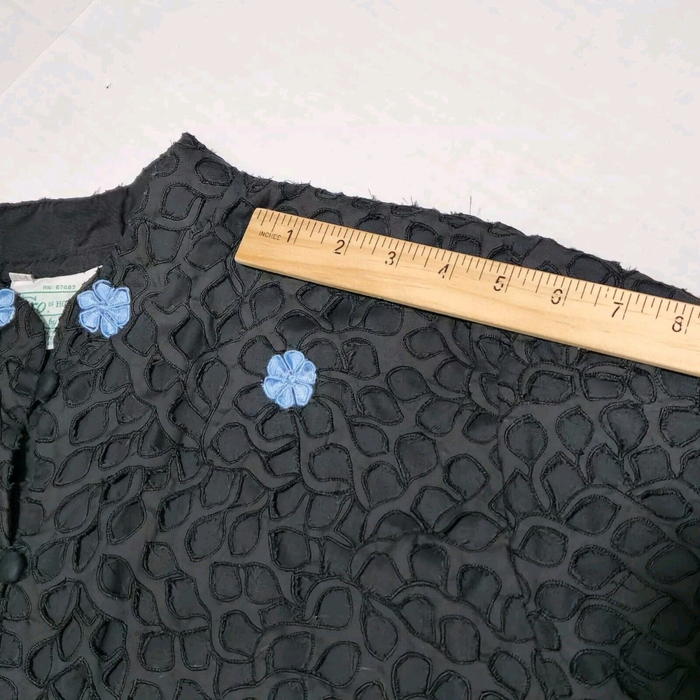 QUEEN CARO OF HONOLULU Vtg Floral Embroidered Applique Jacket Hawaiian Colorful - Picture 9 of 13